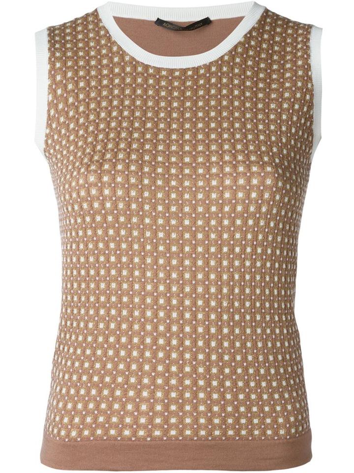 Agnona Knitted Sleeveless Top, Women's, Size: 46, Brown, Silk/cotton/polyester/polyamide