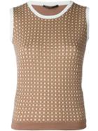Agnona Knitted Sleeveless Top, Women's, Size: 46, Brown, Silk/cotton/polyester/polyamide