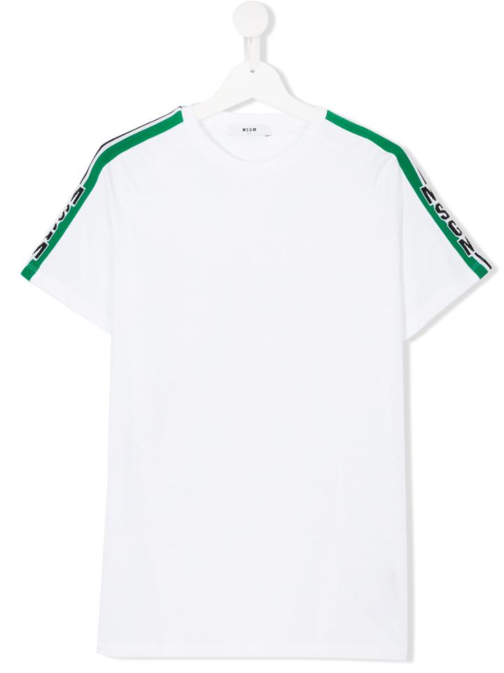 Msgm Kids Logo Stripe T-shirt - White