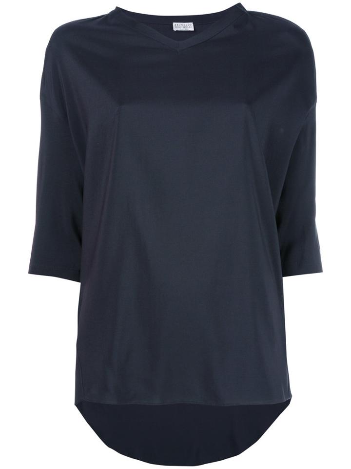 Brunello Cucinelli Elongated Back T-shirt, Size: Xxl, Black, Silk/spandex/elastane