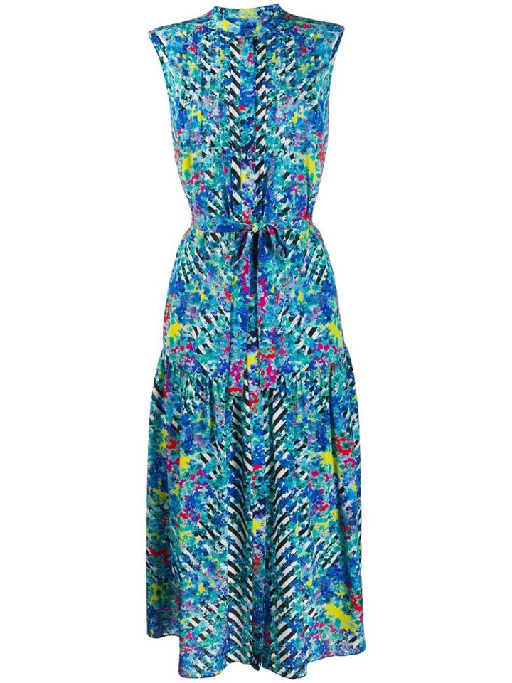 Saloni Remi Brushstroke Blossom Dress - Blue