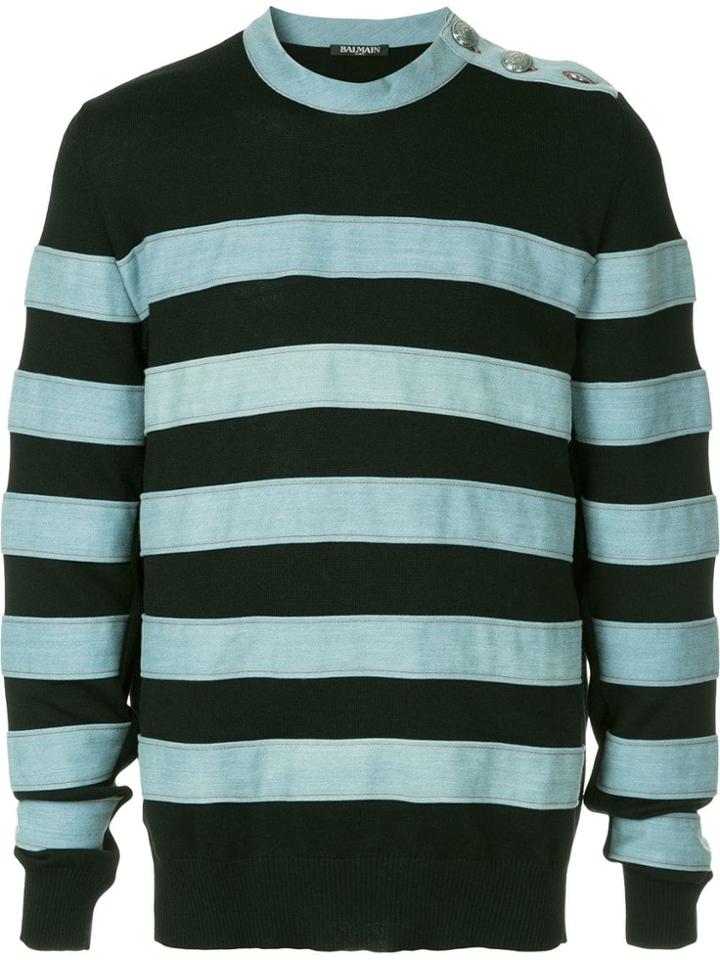Balmain Striped Appliqués Jumper - Black