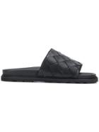 Bottega Veneta Intrecciato Slides - Black