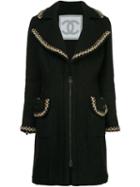 Chanel Pre-owned Zigzag Trims Zipped Coat - Black