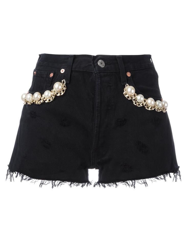 Forte Couture - California Pearl Denim Shorts - Women - Cotton - 27, Black, Cotton