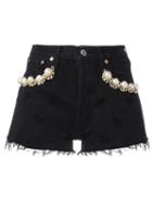Forte Couture - California Pearl Denim Shorts - Women - Cotton - 27, Black, Cotton