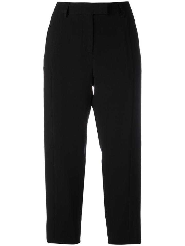 Alberto Biani Flap Pocket Cropped Trousers, Women's, Size: 46, Black, Triacetate/polyester/acetate