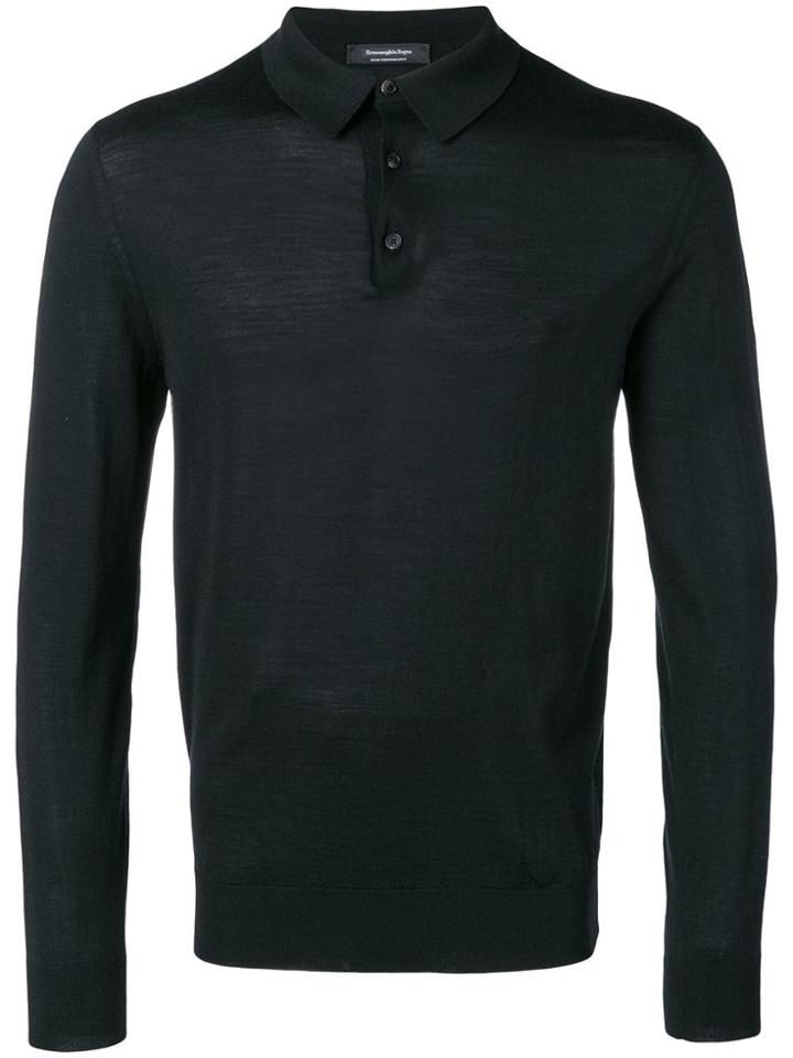 Ermenegildo Zegna Long Sleeved Polo Shirt - Black