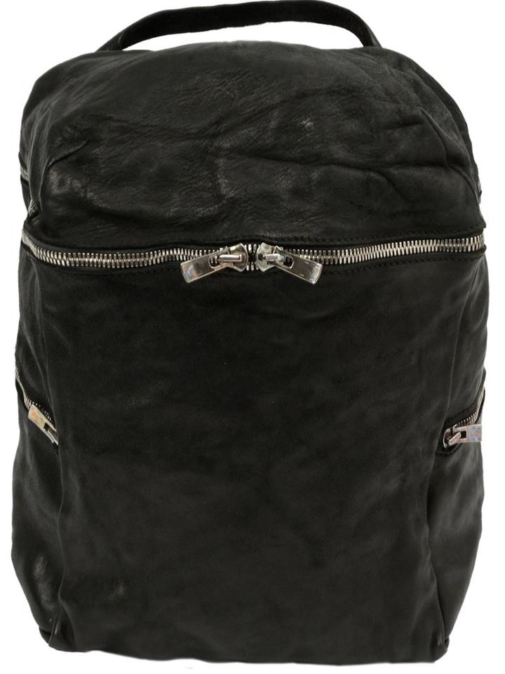Guidi Double Zip Backpack, Black, Horse Leather
