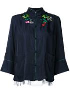 Muveil - Embroidered Jacket - Women - Cupro/tencel - 38, Blue, Cupro/tencel