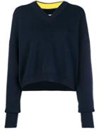 Maison Margiela Contrast Sleeve Cropped Sweater - Blue