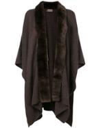 N.peal Ribbed Fur Shawl Coat - Brown