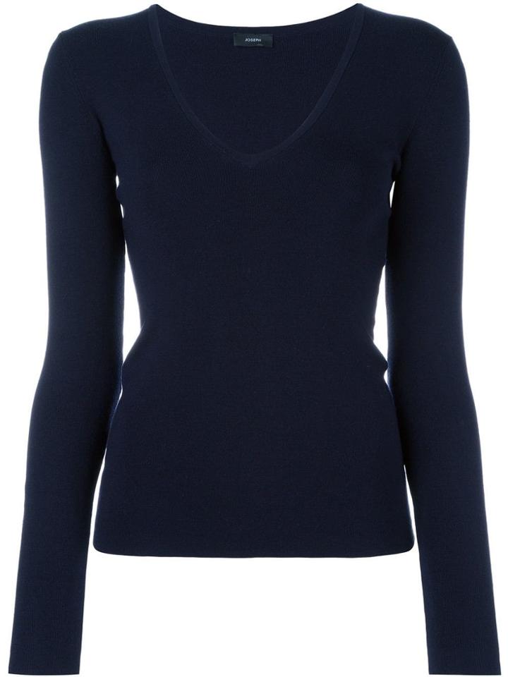 Joseph Scoop Neck Jumper - Blue