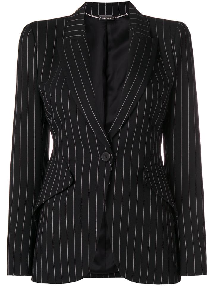 Alexander Mcqueen Striped Print Jacket - Black