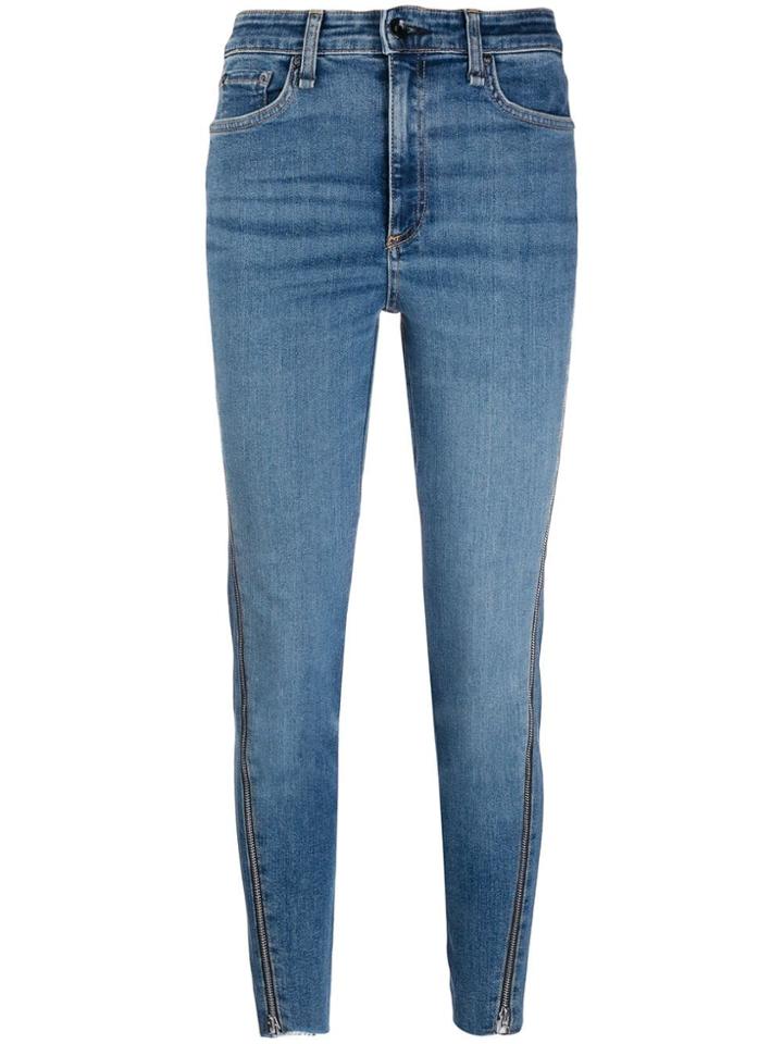 Rag & Bone Cropped Jeans With Side Zips - Blue