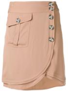 Self-portrait Wrap Mini Skirt - Neutrals