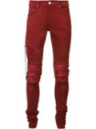 Amiri Distressed Skinny Jeans, Men's, Size: 30, Red, Cotton/spandex/elastane