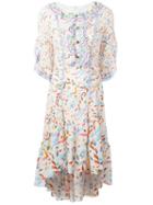 Peter Pilotto Multiple Print Ruffled Dress, Women's, Size: 12, White, Silk