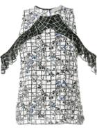 Preen By Thornton Bregazzi Grid And Floral Print Top, Women's, Size: Xs, Black, Viscose