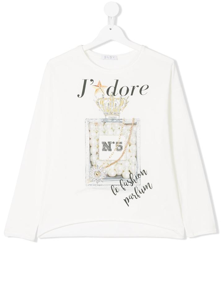 Elsy J'adore Print Top - White