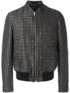 Alexander Mcqueen Floral And Micro Skull Print Bomber Jacket, Men's, Size: 50, Black, Wool/silk/nylon/viscose