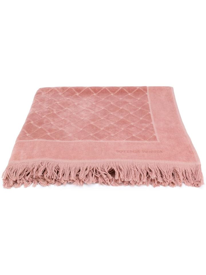 Bottega Veneta Intrecciato Print Beach Towel - Pink