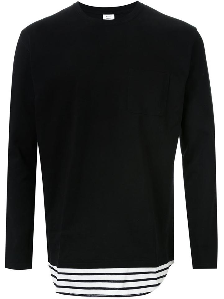 Mr. Gentleman Longsleeved Layered T-shirt, Men's, Size: S, Black, Cotton