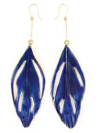 Aurelie Bidermann Swan Feather Earrings, Women's, Blue