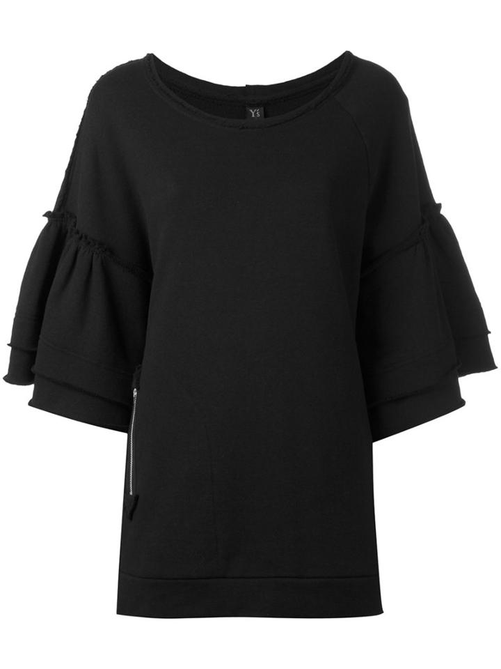 Y's - Flared Sleeve Sweatshirt - Women - Cotton - 2, Black, Cotton