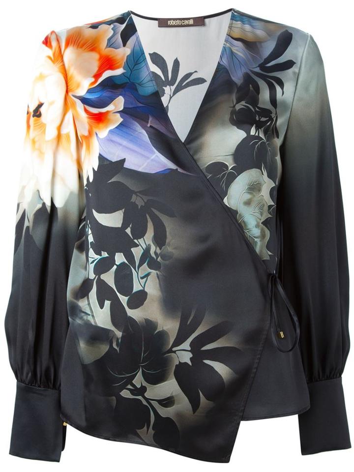 Roberto Cavalli Floral Print Wrap Blouse