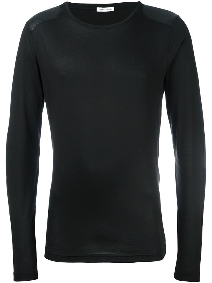 Tomas Maier Shoulder Patch Sweatshirt, Men's, Size: Large, Black, Cotton/polyester/polyurethane