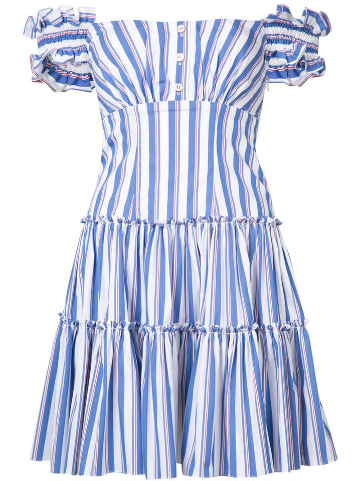 Caroline Constas - Maria Striped Dress - Women - Cotton/nylon/spandex/elastane - Xs, Blue, Cotton/nylon/spandex/elastane