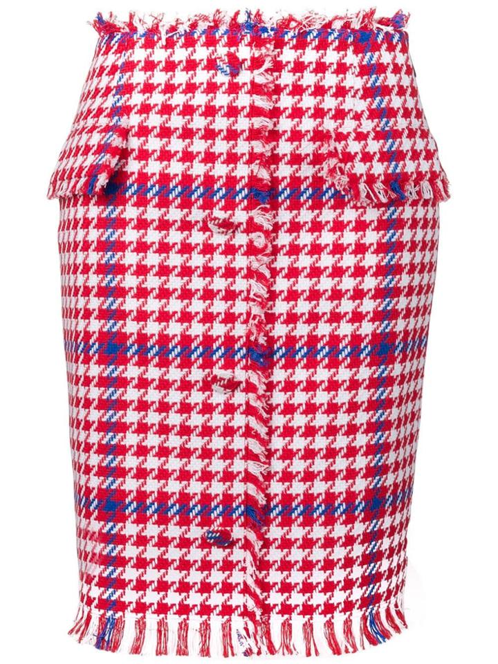 Msgm Houndstooth Print Pencil Skirt - White