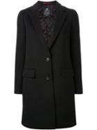 Loveless Mid-length Single Breasted Coat, Women's, Size: 34, Black, Nylon/cupro/wool