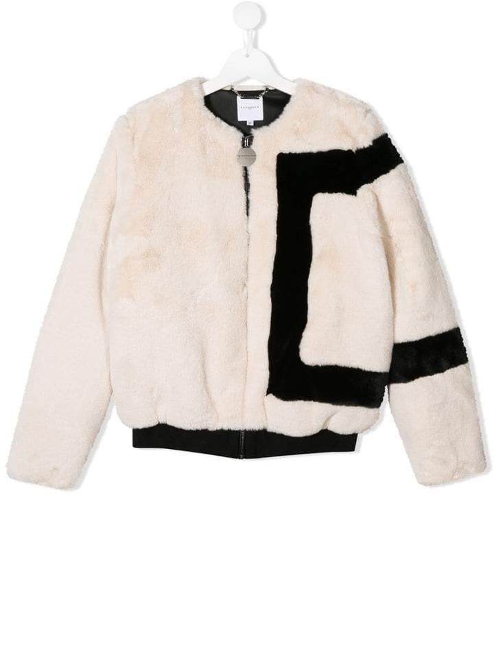 Givenchy Kids Faux-fur Cropped Jacket - Neutrals