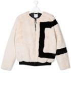 Givenchy Kids Faux-fur Cropped Jacket - Neutrals