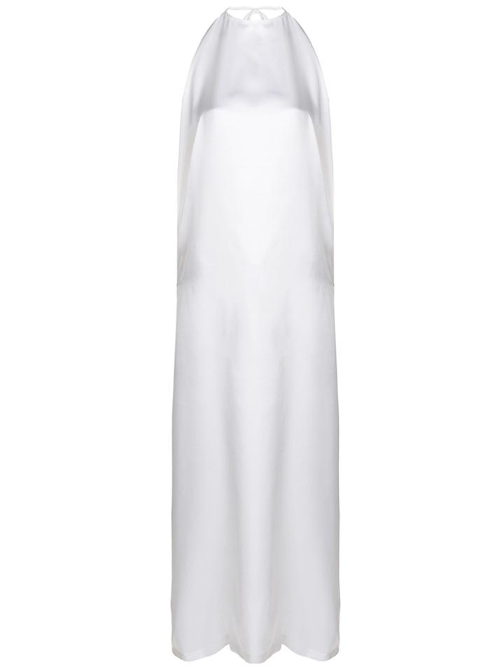 Sartorial Monk Side Slit Halter Slip Dress - White