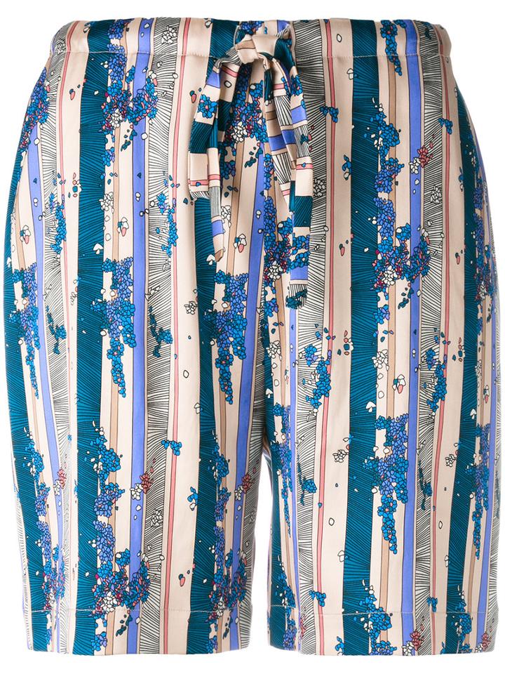 La Perla Floral Print Shorts, Women's, Size: 36, Nude/neutrals, Silk/spandex/elastane