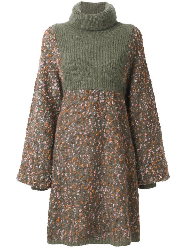 Chloé - Cocoon Sweater Dress - Women - Silk/polyamide/mohair/wool - M, Green, Silk/polyamide/mohair/wool