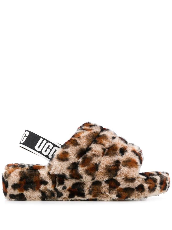 Ugg Australia Fluff Yeah Leopard-print Slides - Neutrals