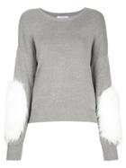 Guild Prime Faux Fur Patch Sweater - Grey