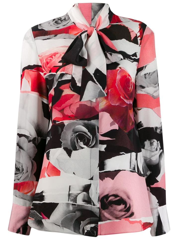 Alexander Mcqueen Torn Rose Print Blouse - Black