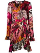 Just Cavalli Asymmetric Tropical-print Dress - Pink & Purple