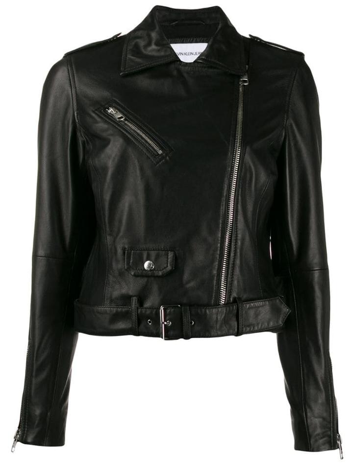 Calvin Klein Jeans Leather Biker Jacket - Black