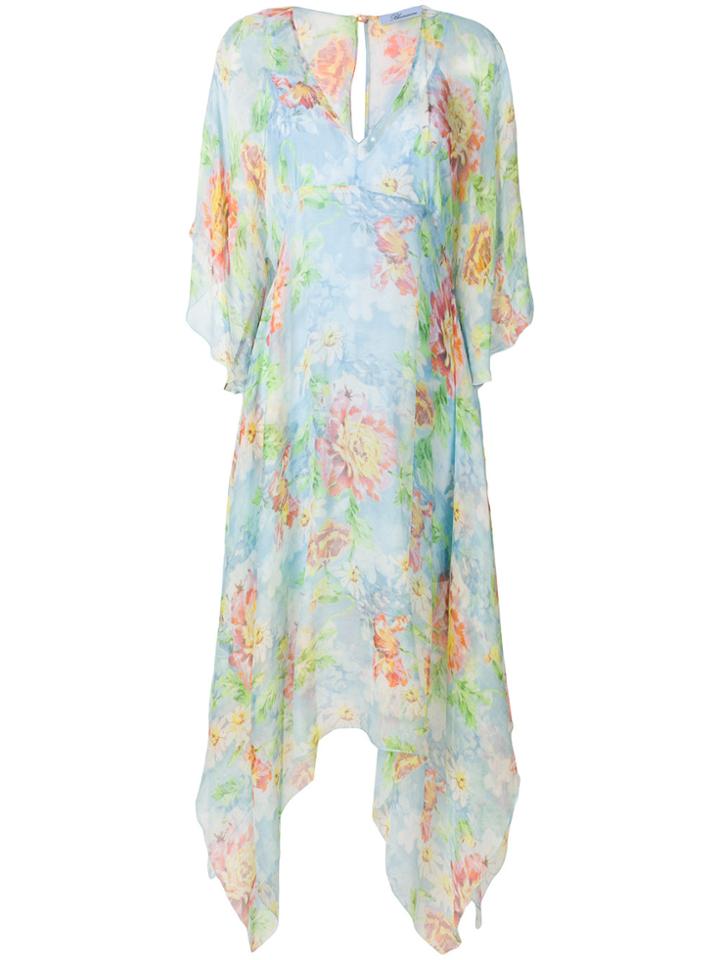Blumarine Logo Print Kaftan Dress - Blue