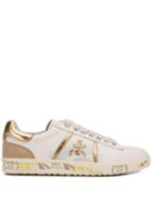 White Premiata Metallic Logo Print Sneakers