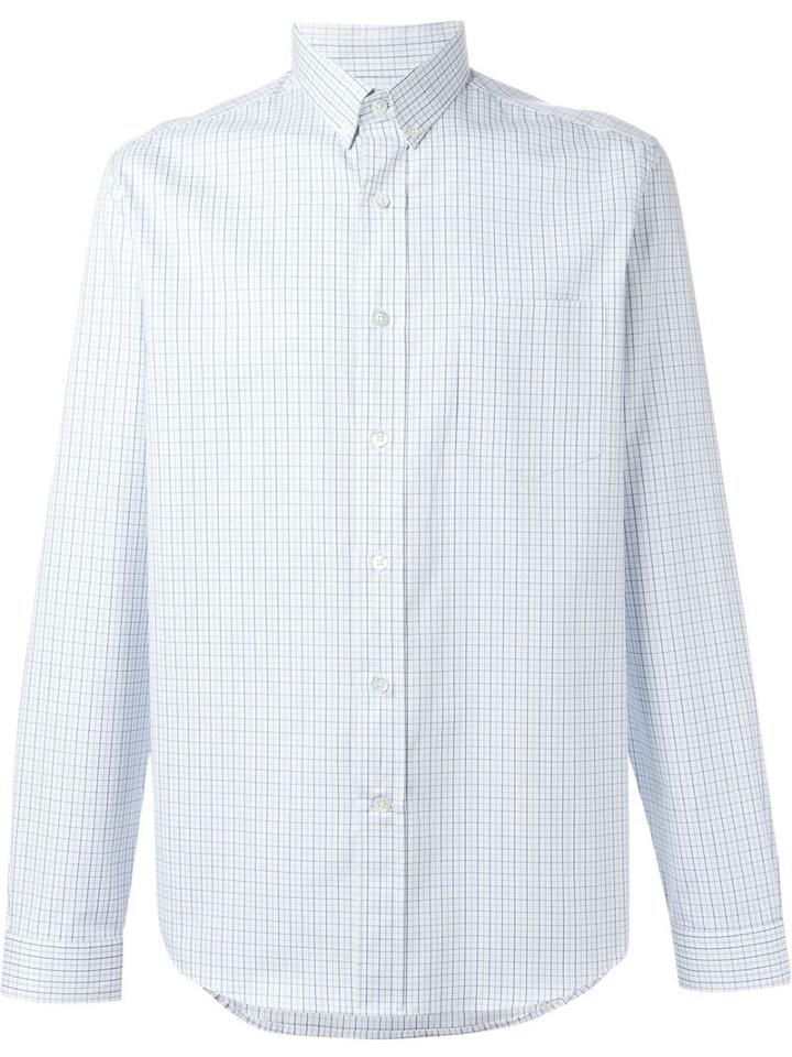 Ami Alexandre Mattiussi Checked Shirt, Men's, Size: 40, White, Cotton
