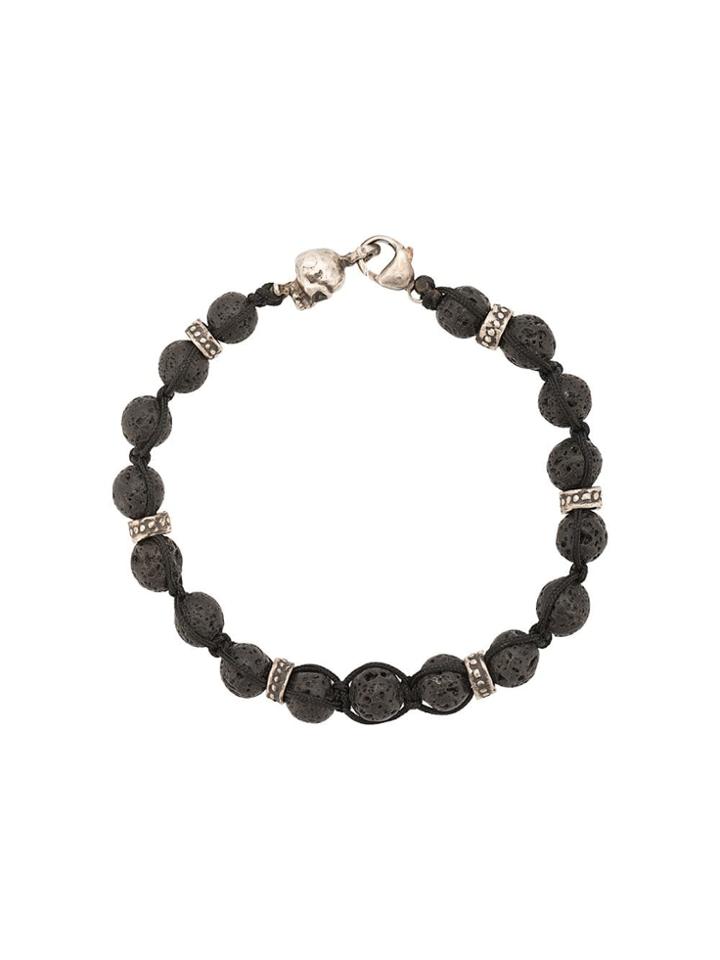 Roman Paul Skull Bead Bracelet - Black