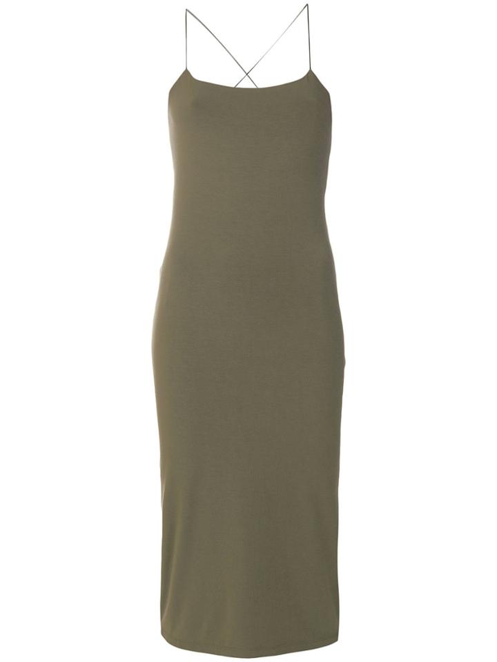 T By Alexander Wang Cut Out Back Fitted Dress - Green