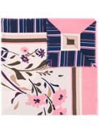 Liu Jo Striped Floral Print Scarf - Pink